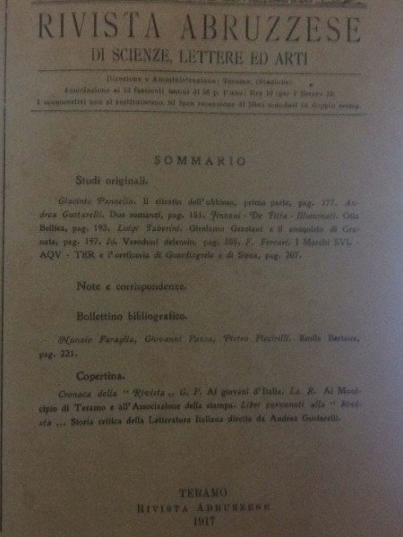 IL RITRATTO DELL'UBBIOSO RIVISTA ABRUZZESE APRILE 1917