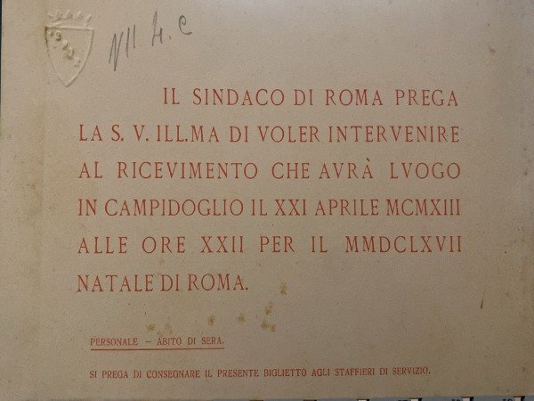 IL SINDACO DI ROMA PREGA DI INTERVENIRE AL RICEVIMENTO NATALE …
