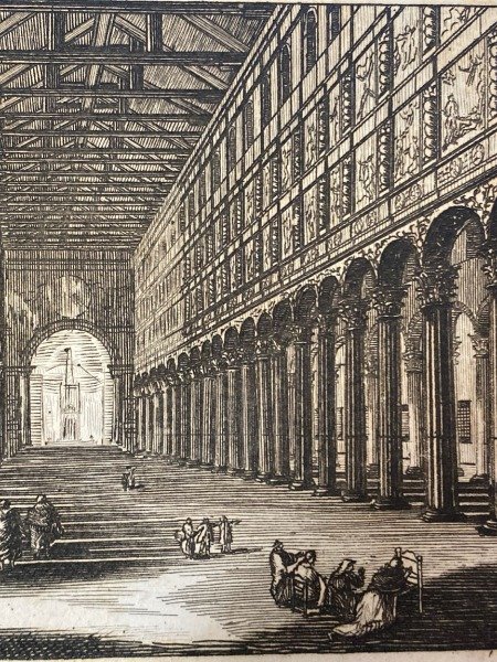 INTERNO DELLA BASILICA DI S.PAOLO INCISIONE 1800