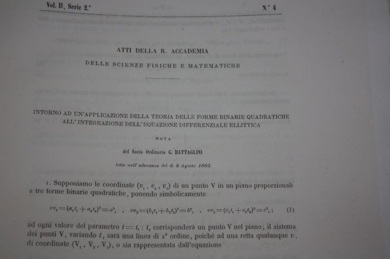 INTORNO AD UN'APPLICAZIONE DELLA TEORIA DELLE FORME BINARIE QUADRATICHE ALL0INTEGRAZIONE …