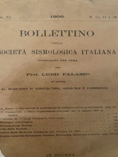 ISCHIA SULLE REGISTRAZIONI SISMICHE DEL 17 AGOSTO 1906 BOLLETTINO DELLA …