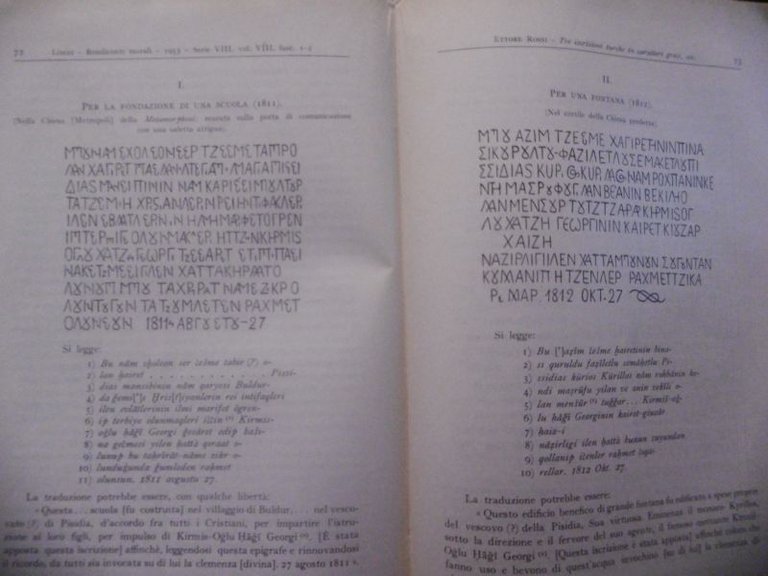 ISCRIZIONI TURCHE IN CARATTERI GRECI ATTI ACCADEMIA LINCEI ROMA 1953