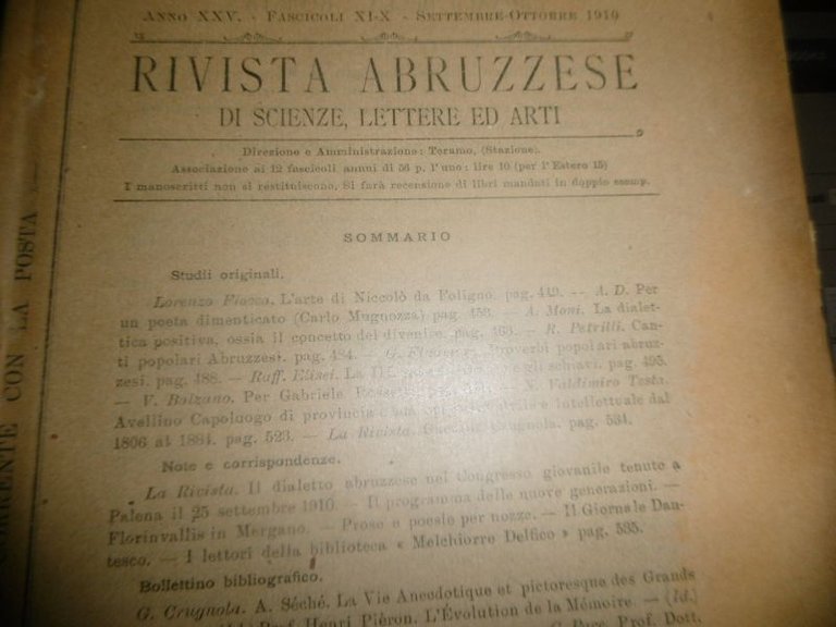 PROVERBI POPOLARI ABBRUZZESI RIVISTA ABBRUZZESE SETT OTT 1910