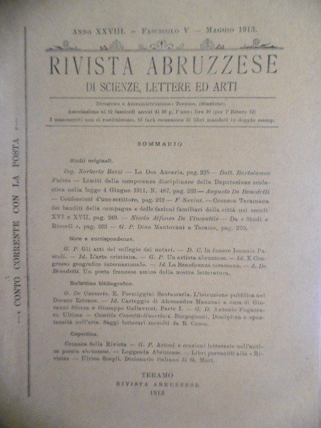 LA DEA ANCARIA RIVISTA ABRUZZESE MAGGIO 1913