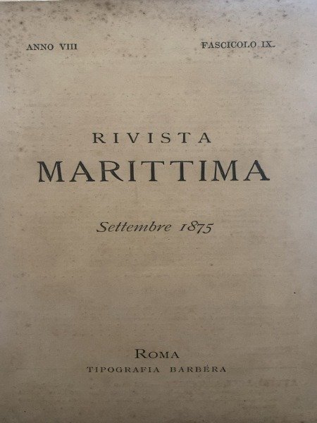 LA NAVE CIRCOLARE RUSSA NOVGORD RIVISTA MARITTIMA SETTEMBRE 1875 FASCICOLO …