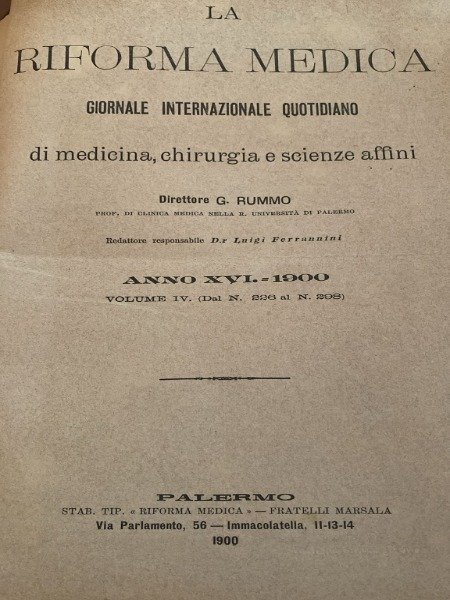 LA RIFORMA MEDICA G.RUMMO VOLUME IV DAL 226 AL 298 …
