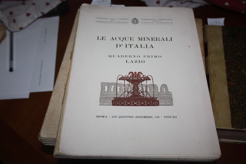 LE ACQUE MINERALI D'ITALIA QUADERNO PRIMO LAZIO 1933