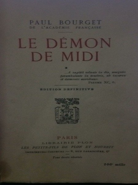 LE DEON DE MIDI PAUL BORGET LIBRAIRIE PLON 1942