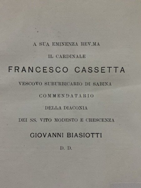 LE DIACONIE CARDINALIZIE GIOVANNI BIASIOTTI 1911
