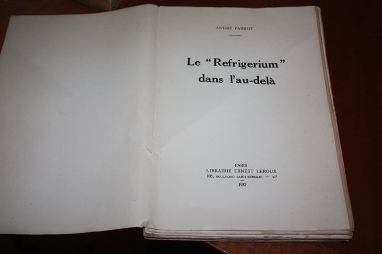 LE REFRIGERIUM DANS L'AU-DELA' PARIS ERNEST LEROUX 1937