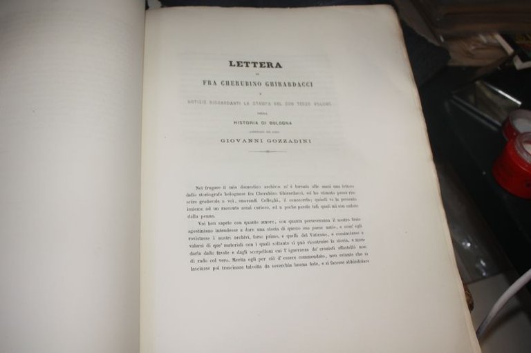 LETTERA DI FRA CHERUBINO GHIRARDACCI E NOTIZIE RIGUARDANTI LA STAMPA …