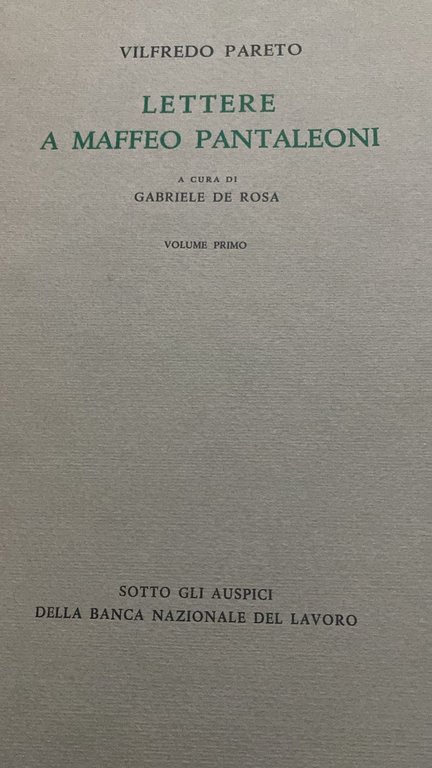 LETTERE A MAFFEO PANTALEONI VOLUMI TRE ROMA 1960