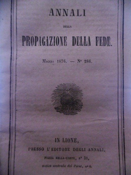 LIMOSINE 1875 EUROPA DIOCESI DI FRANCIA ANNALI DELLA PROPAGAZONE DELLA …