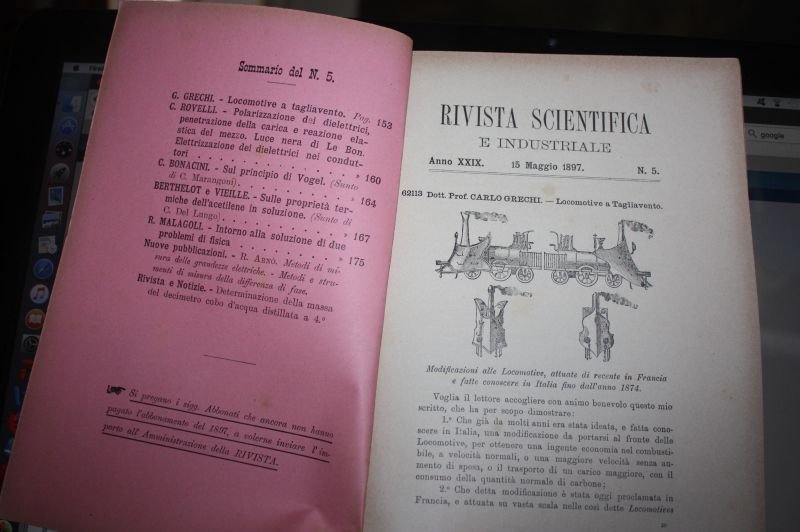 LOCOMOTIVE A TAGLIAVENTO RIVISTE SCIENTIFICA 15 MAGGIO 1897 N.5