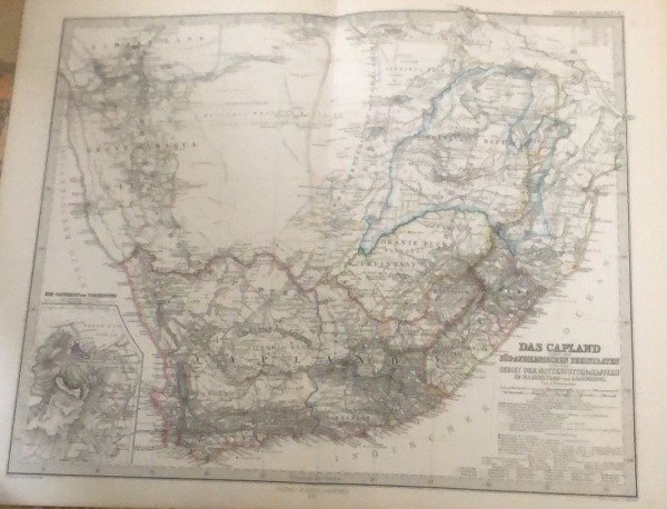 Mappa antica originale SUDAFRICA, TRANSVAAL, NATAL, 'DAS CAPLAND', Stieler 1870 | Immagine principale