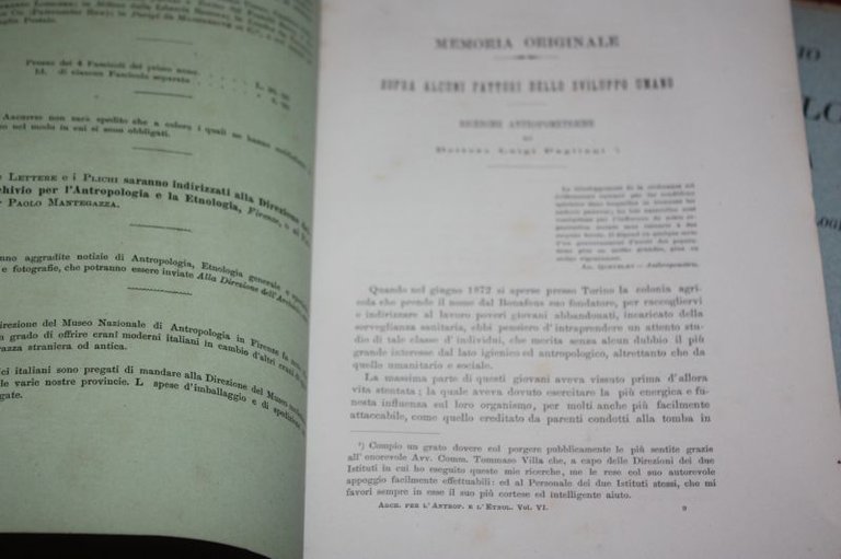 MEMORIA ORIGINALE SOPR ALCUNI FATTORI DELLO SVILUPPO UMANO RICERCHE ANTROPOMETRICHE …