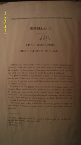 MISCELLANEA LE MAGISTRATURE PRESSO GLI EBREI DI SICILIA SEDUTA DEL …