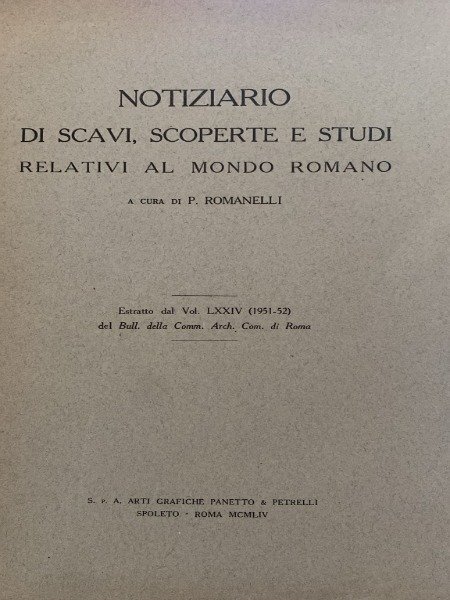 NOTIZIARIO DI SCAVI SCOPERTE E STUDI RELATIVI AL MONDO ROMANO …
