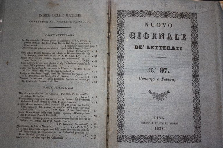 Nuovo Giornale De Letterati N.97 Gennaio Febbraio 1838