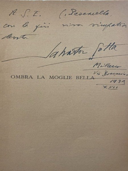 OMBRA LA MOGLIE BELLA SALVATOR GOTTA BALDINI CASTOLDI DEDICA AUTOGRAFA …