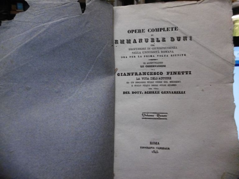 OPERE COMPLETE DI EMMANUELE DUNI GIANFRANCO FINETTI VOLUME QUARTO ROMA …