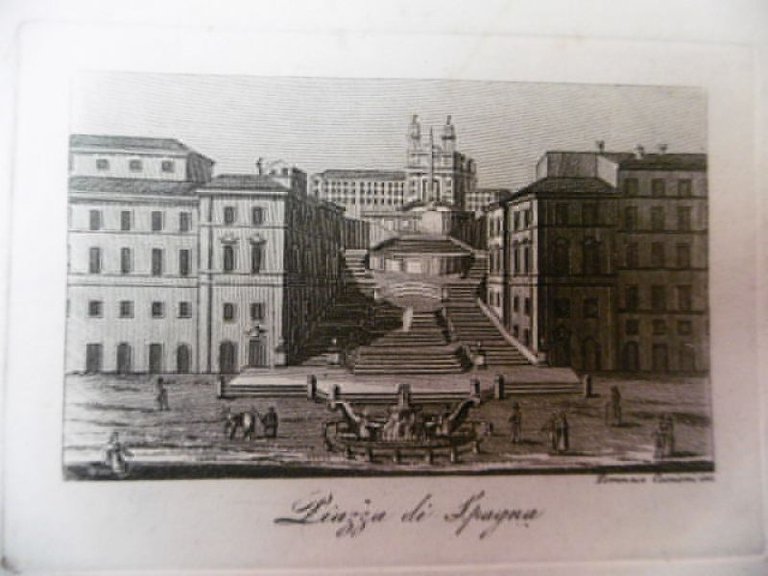 PIAZZA DI SPAGNA INCISIONE CUCCIONI 1800