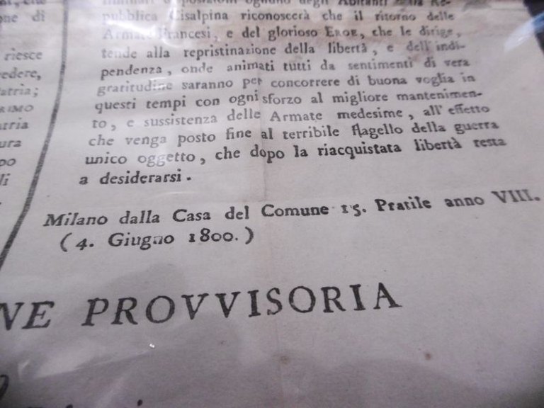 PROCLAMA BONAPARTE MILANO 4 GIUGNO 1800