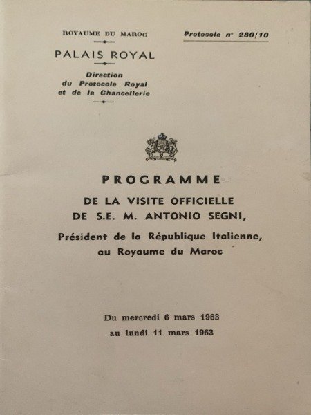 PROGRAMME DE LA VISITE OFFICIELLE DE SE M. ANTONIO SEGNI … | Immagine Gallery 3