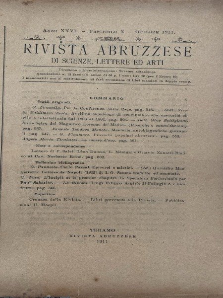PROVERBI POPOLARI ABRUZZESI RIVISTA ABRUZZESE OTTOBRE 1911