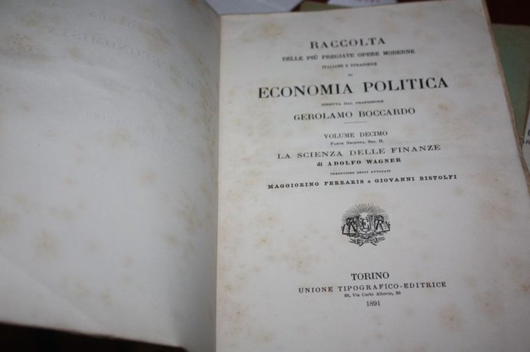 RACCOLTA DI ECONOMIA POLITICA GEROLAMO BOCCARDO VOLUME DECIMO PARTE II …