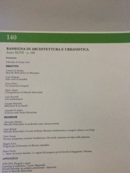 RASSEGNA DI ARCHITETTURA E URBANISTICA 140 KAPPA MARCELLO REBECCHINI PENSIERO …