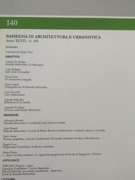 RASSEGNA DI ARCHITETTURA E URBANISTICA KAPPA 140 MARCELLO REBECCHINI PENSIERO …