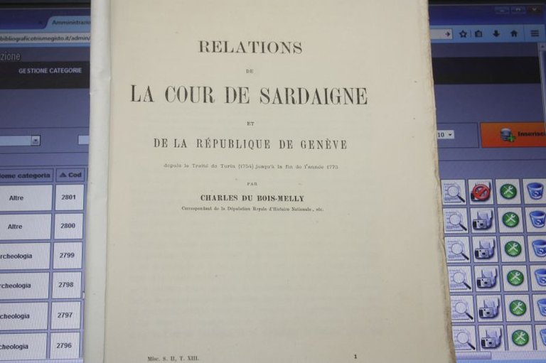 RELATIONS DE LA COUR DE SARDAIGNE ET DE LA REPUBLIQUE …