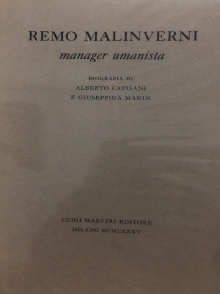 REMO MALIVERNI LUIGI MAESTRI EDITORE MILANO 1985