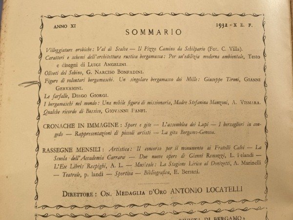 RIVISTA DI BERGAMO SETTEMBRE 1932 UN SINGOLARE BERGAMASCO DEI MILLE …