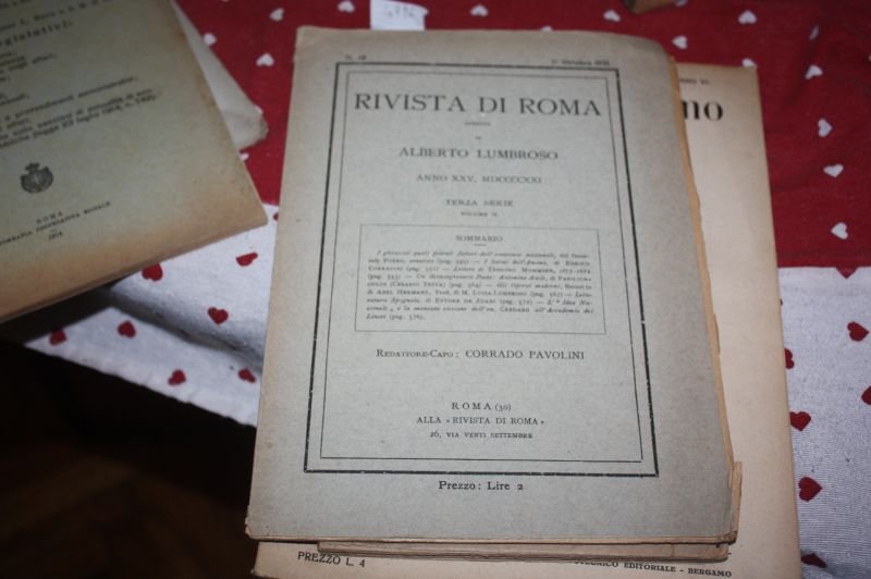 RIVISTA DI ROMA ALBERTO LUMBROSO CORRADO PAVOLINI ROMA 1921