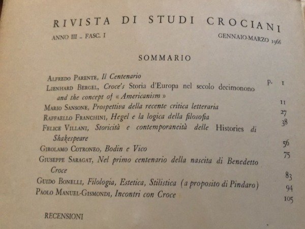 RIVISTA DI STUDI CROCIANI GENNAIO MARZO 1966