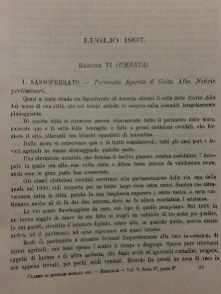 SASSOFERRATO UMBRIA LUGLIO 1897 TERRECOTTE FIGURATE DI CIVITA ALBA