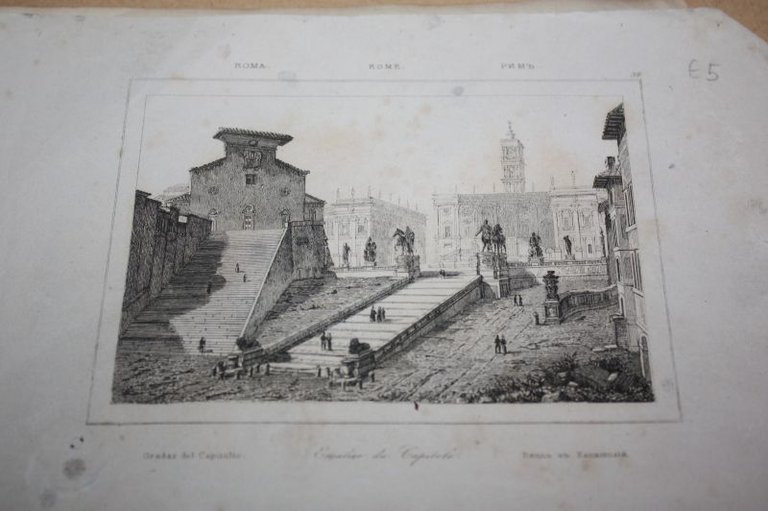 SCALINATA DEL CAMPIDAGLIO ROMA INCISIONE STAMPA 1800