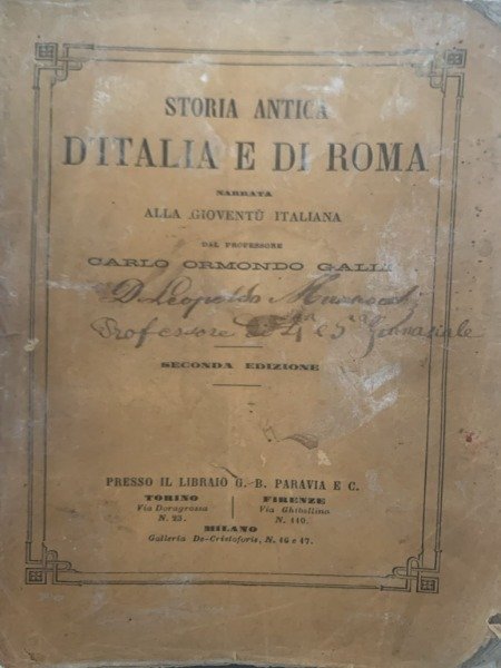 STORIA ANTICA D'ITALIA E DI ROMA CARLO ORMONDO GALLI PARAVIA … | Immagine Gallery 3