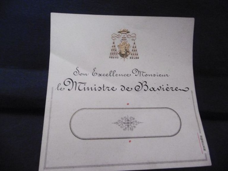 SUA ECCELLENZA MONSIEUR LA MINISTRE DE BAVIERE ENTREE CON STEMMA …