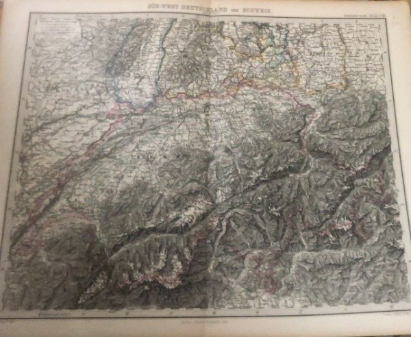 SUD WEST DEUTSCLAND UND SCWEIZ GOTHA 1870 MAPPA | Immagine Gallery 3