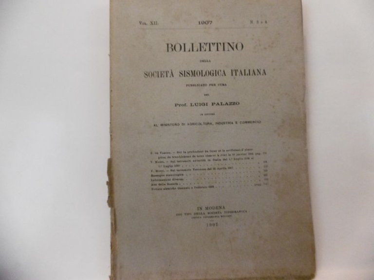 SUI TERREMOTI AVVERTITI IN ITALIA DAL 1 LUGLIO 1904 AL …