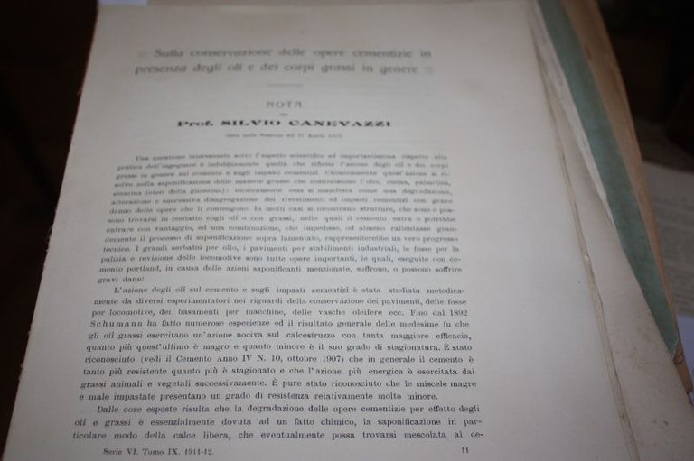 SULLA CONSERVAZIONE DELLE OPERE CEMENTIZIE IN PRESENZA DEGLI OLI E …