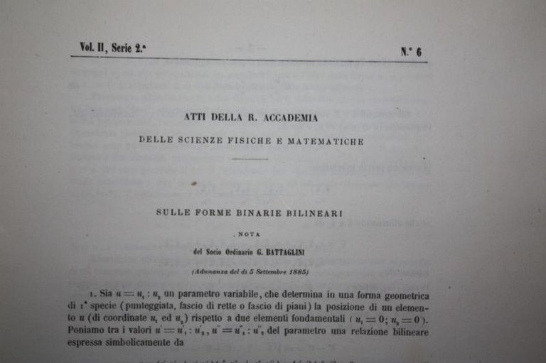 SULLE FORME BINARIE BILIEARI BATTAGLINI 1885