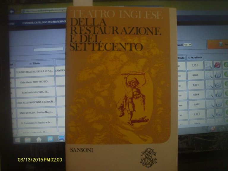 TEATRO INGLESE DELLA RESTAURAZIONE E DEL SETTECENTO SANSONI 1955