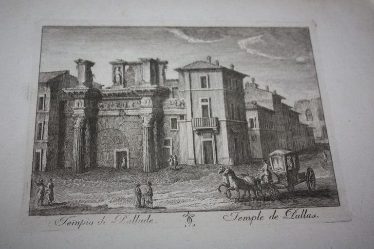 TEMPIO DI PALLADE TEMPLE DE PALLAS INCISIONE ANTICA