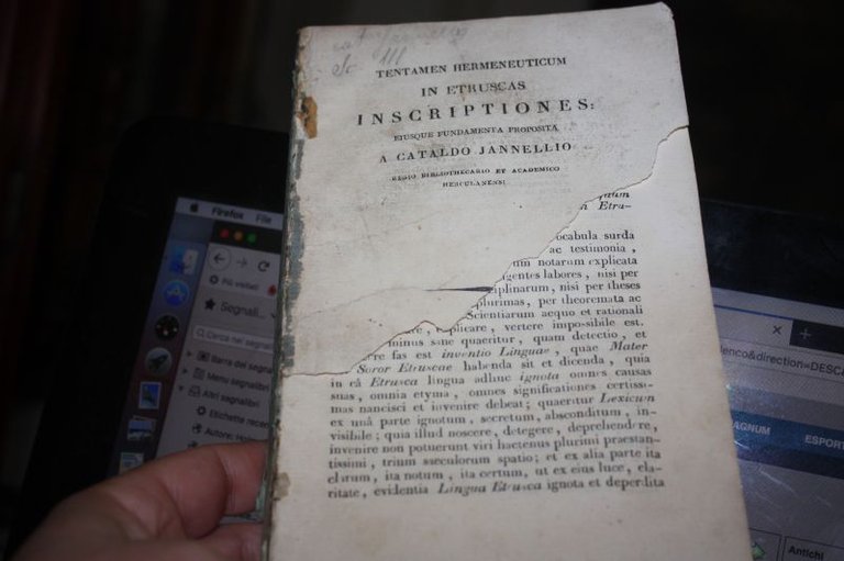 TENTAMEN HERMENEUTICUM IN ETRSCAS INSCRIPTIONES CATALDO JANNELLIO 1841