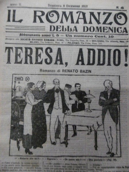 TERESA ADDIO IL ROMANZO DELLA DOMENICA 8 DICEMBRE 1912