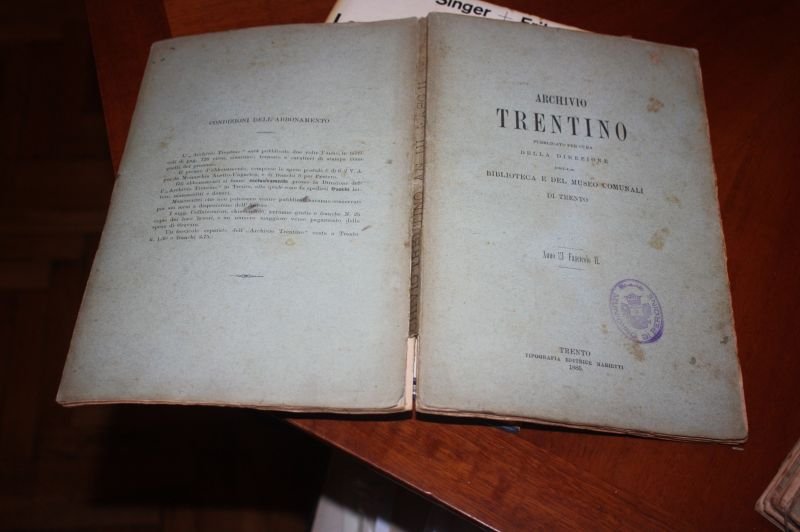 TOPONOMASTICA TRIDETINA ARCHIVIO TRENTINO 1885
